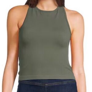 Intimately Free People Hayley Crew Neck Racerback Sleeveless Tank Green XS/S